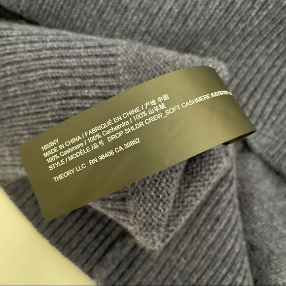 Theory Drop Shoulder Cashmere Sweater Denim Blue Size Small - Picture 6 of 7